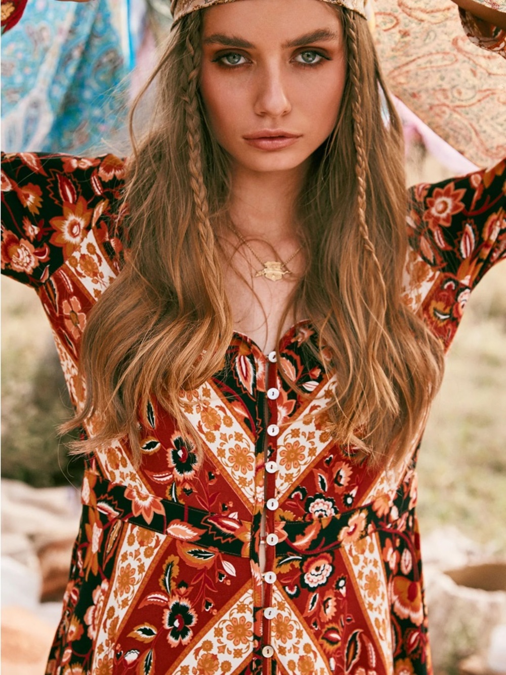 Spell Burgundy Floral & Bandana-Print Maxi Dress - Picture 4 of 4